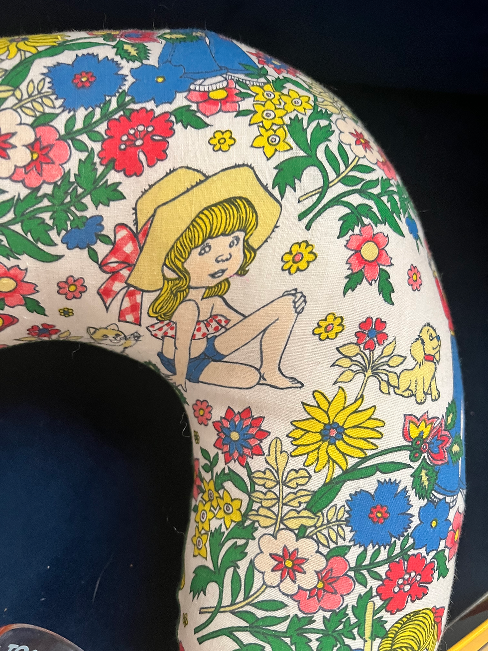 Thumbnail: VINTAGE HOMEMADE FLOWER CHILD NECK PILLOW