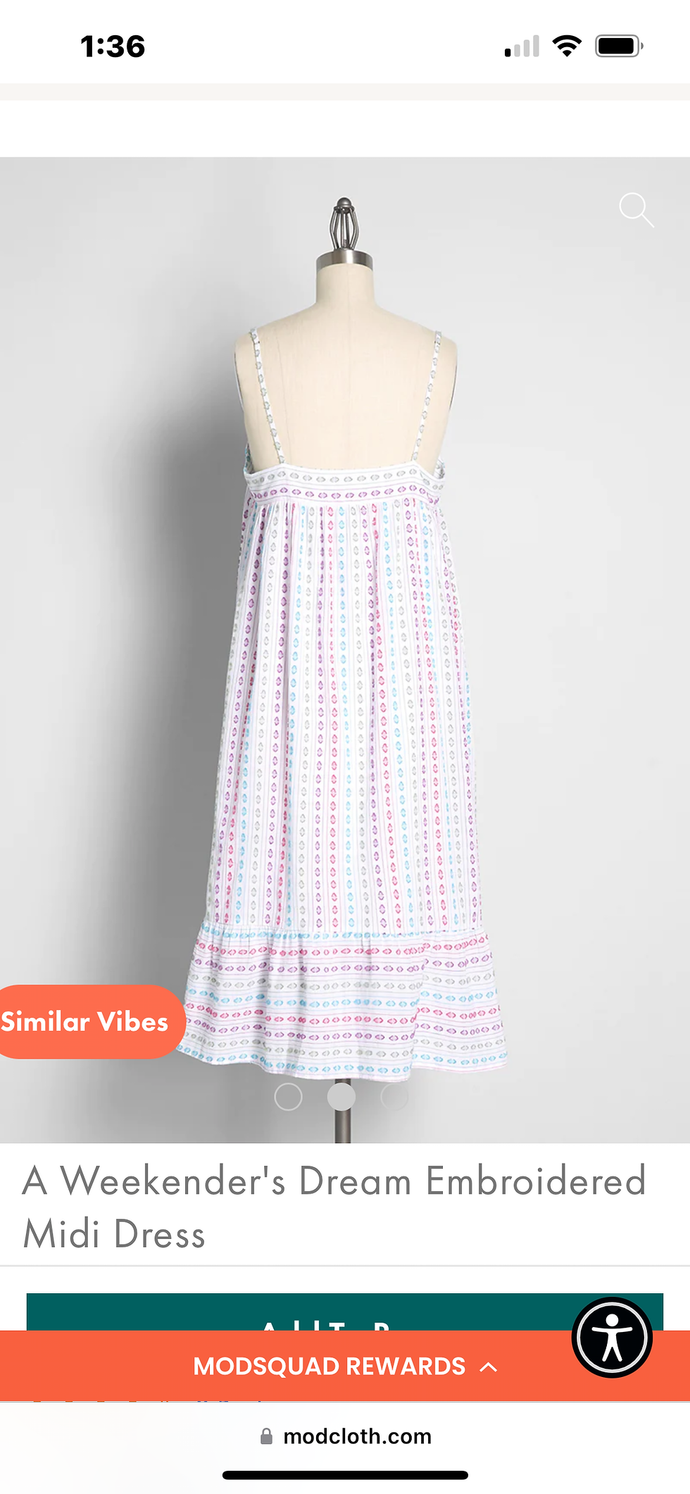 Thumbnail: 🌈 NWT MODCLOTH COTTON RAINBOW EMBROIDERED SUN DRESS XL OVERSIZED  SIZE: XL Ches