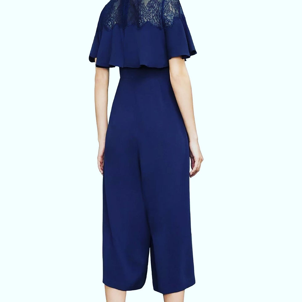 Thumbnail: NEW BCBG Lace Navy Romper Goucho Jumpsuit Size: XS Chest: 19 inches Waist: 15 in