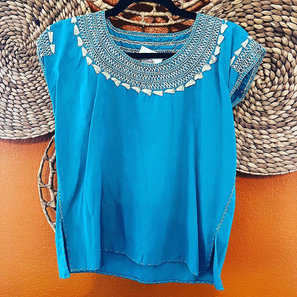 Thumbnail: VINTAGE MEXICAN EMBROIDERED COTTON BOHO HIPPIE TOPS SMALL  SIZE:   WHITE EMBROID