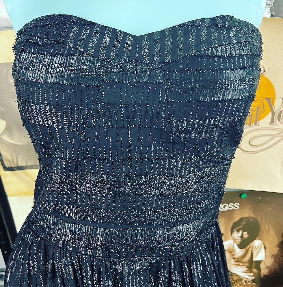 Thumbnail: NWOT GUESS LOS ANGELES IRIDESCENT METALLIC BLACK STRAPLESS DRESS 12  SIZE: 12 Ch