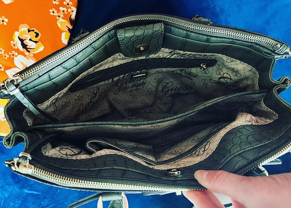 Thumbnail: NWOT & LIKE NEW GUESS AND RACHEL MALLY PURSE BAG LOT  SIZE:   GUESS CLAY GREEN F