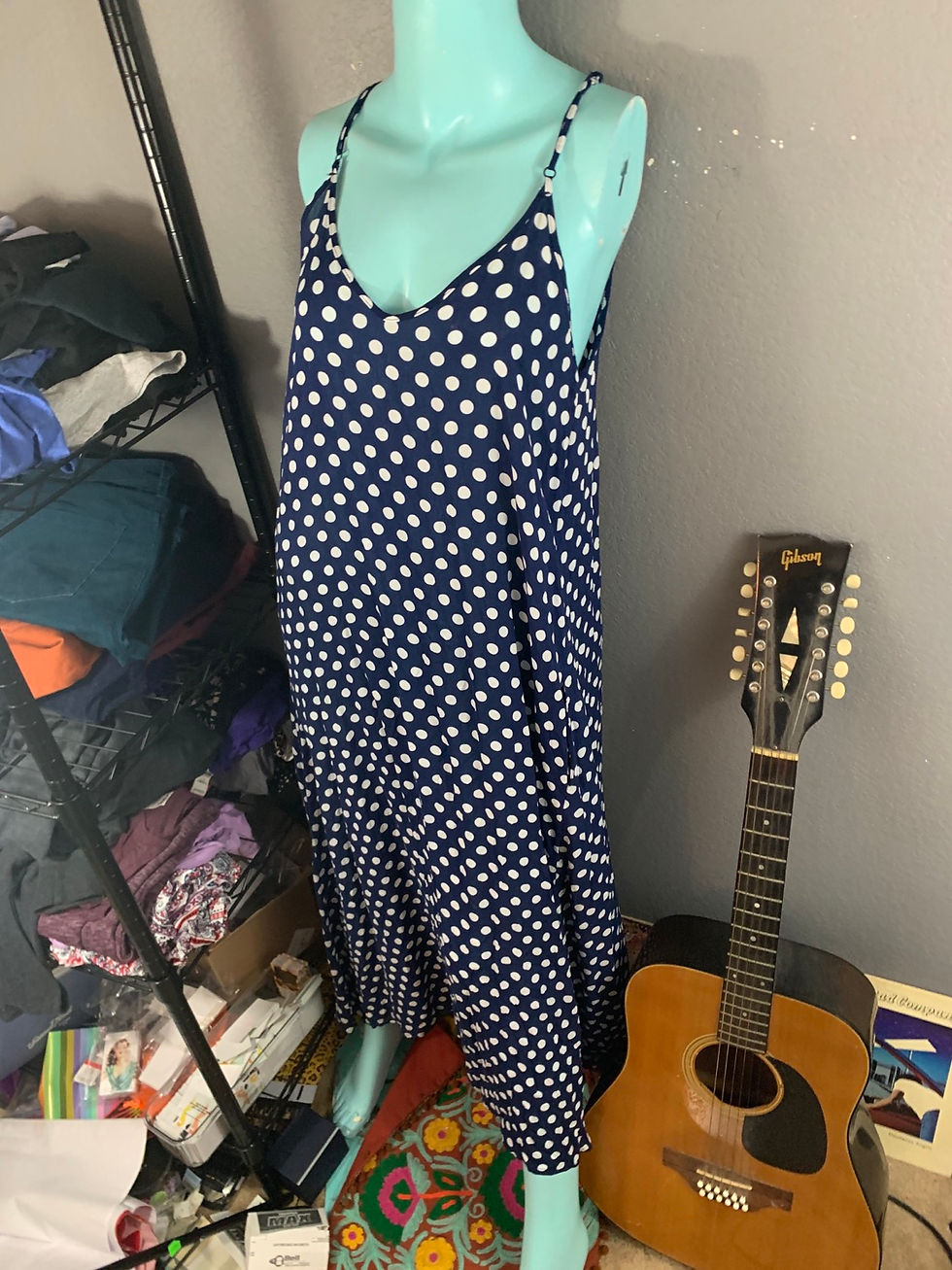 Thumbnail: NEW BOUTIQUE polka dot navy and white rayon soft Maxi dress Unknown brand Size: 