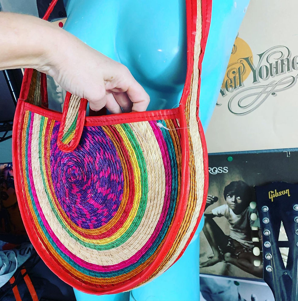 Thumbnail: Vintage Large Mint Condition Woven Straw Purse  Size: 14 x 10 inches  Perfect co
