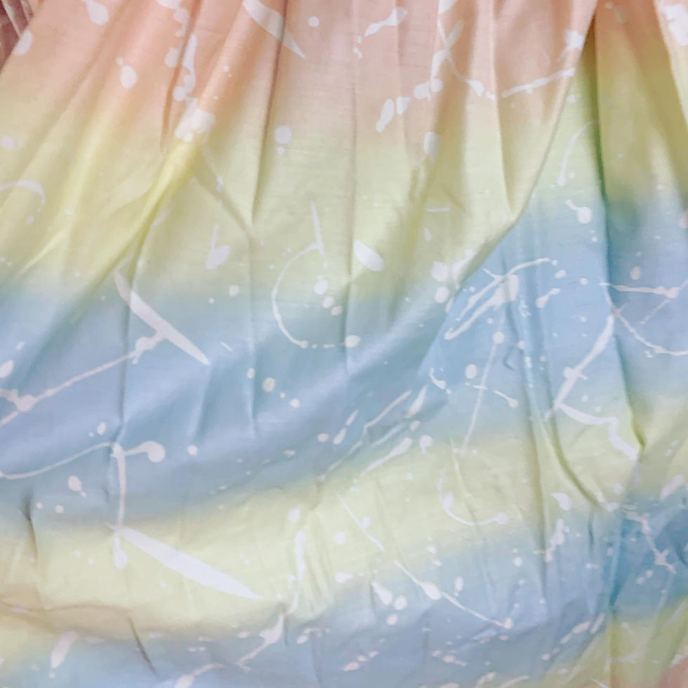 Thumbnail: VINTAGE PASTEL COTTON MINI DRESS OR MIDI SKIRT! Size: M/L Elastic band waist str