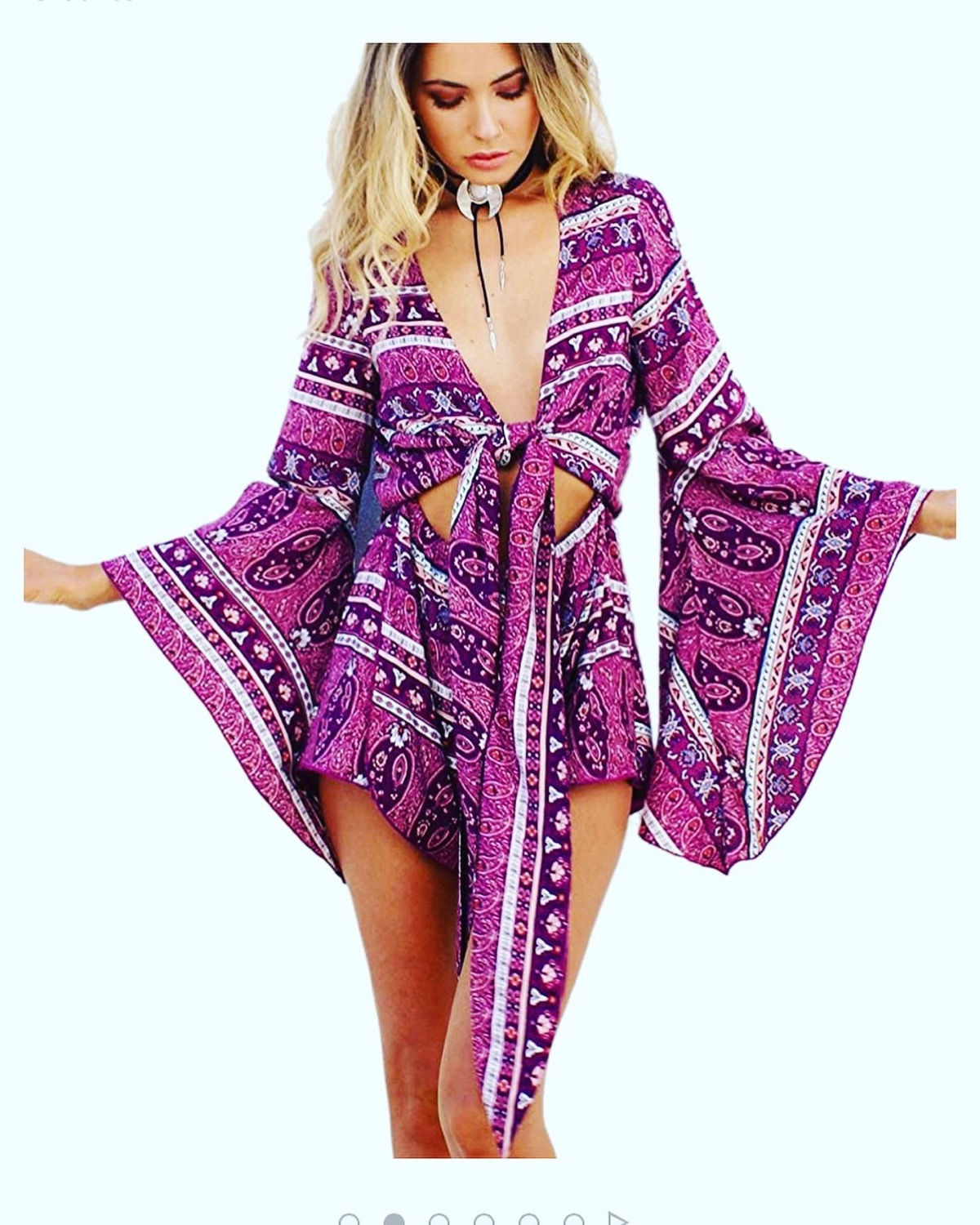 AELSON Rayon Magenta Boho Tie From Romper Size: Small This rocks! So sexy and c