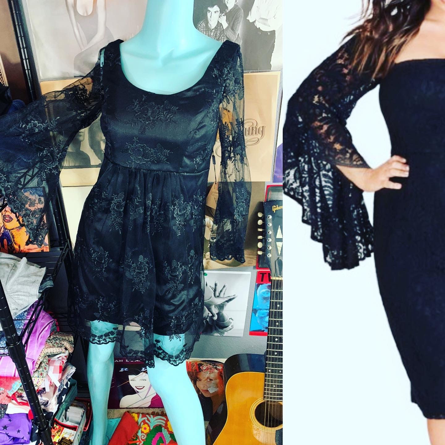 NWT Light In The Box Boutique Retro MOD style Black Lace Layered Dress Size: Sma