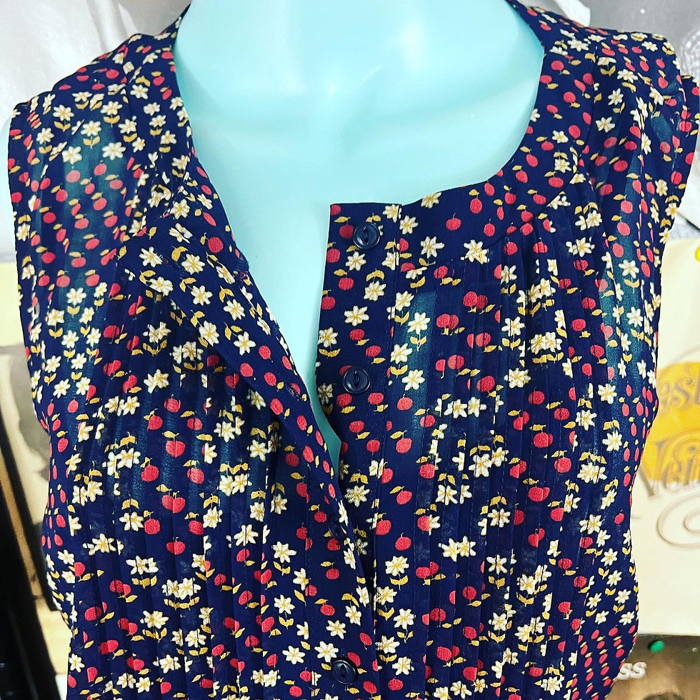 Thumbnail: NWT MODCLOTH RETRO FLORAL APPLE CHIFFON SLEEVELESS DRESS XL  SIZE: XL Chest: 23 