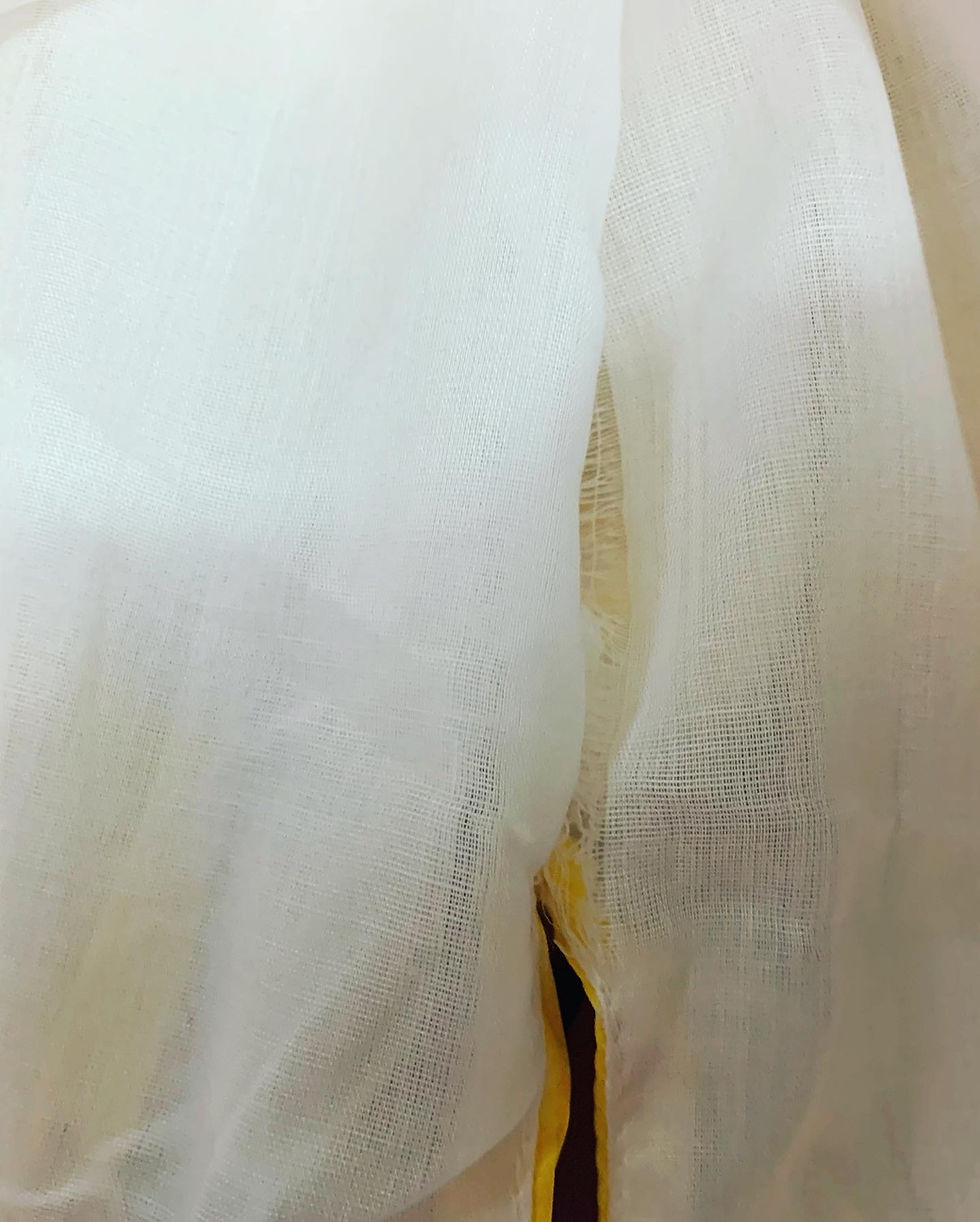Thumbnail: NEW Vintage style Boho Slinky Yellow and White Ruffle House/Summer Dress Size: M