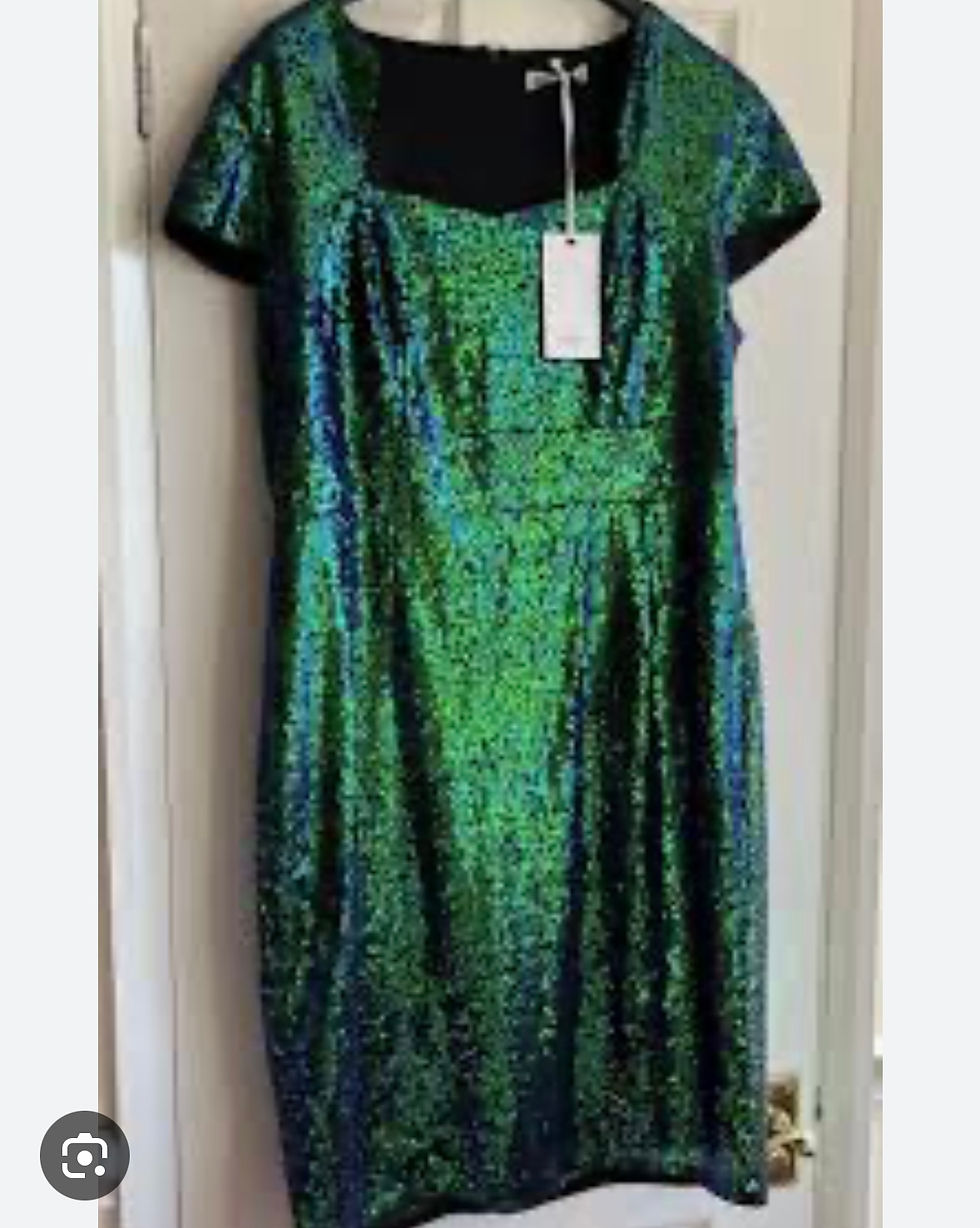 Thumbnail: 💚NWT GRACE KARIN METALLIC BLUE GREEN SEQUIN Iridescent RETRO WIGGLE DRESS 2XL  