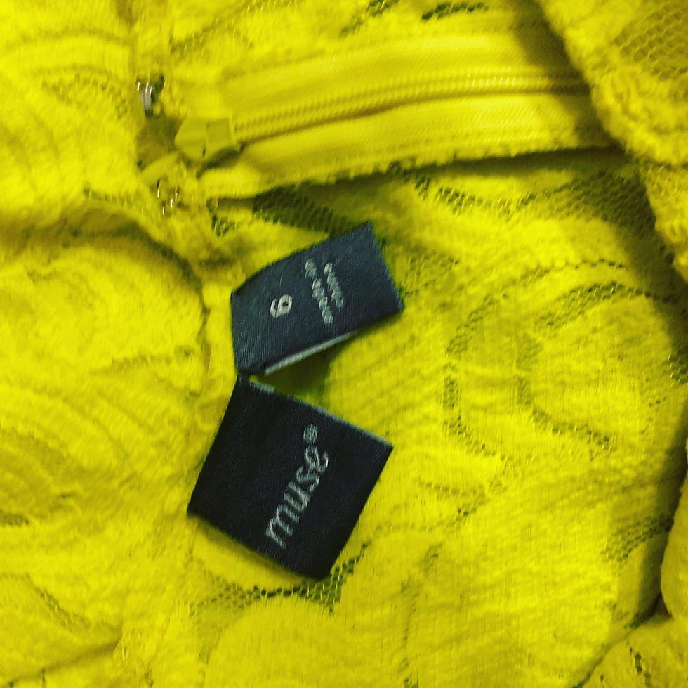 Thumbnail: MUSE ANTHROPOLOGIE LIME YELLOW Neon LACE RUFFLE DRESS Size: 6 Chest: 14.5 Waist: