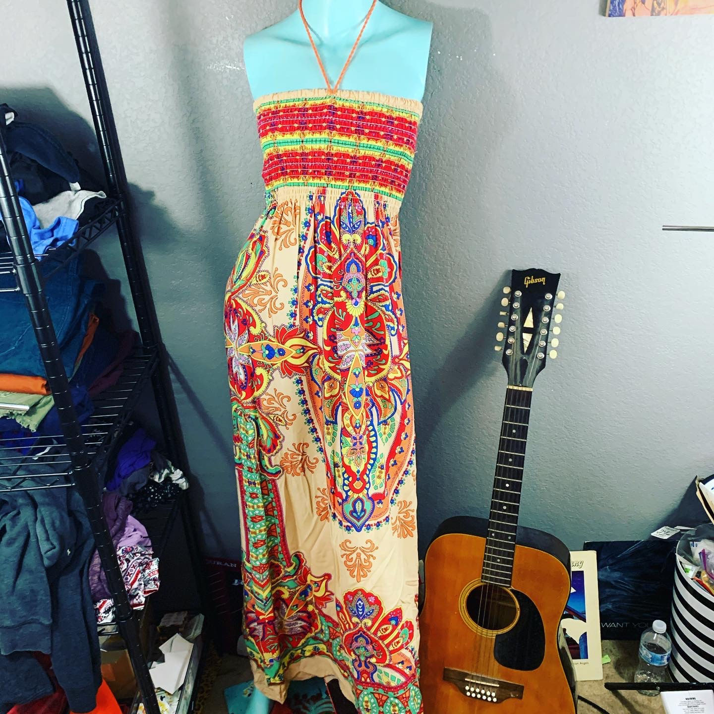 Anthropologie Maude Boho Halter Tube Maxi Dress Size: Small Soft Rayon Great pea