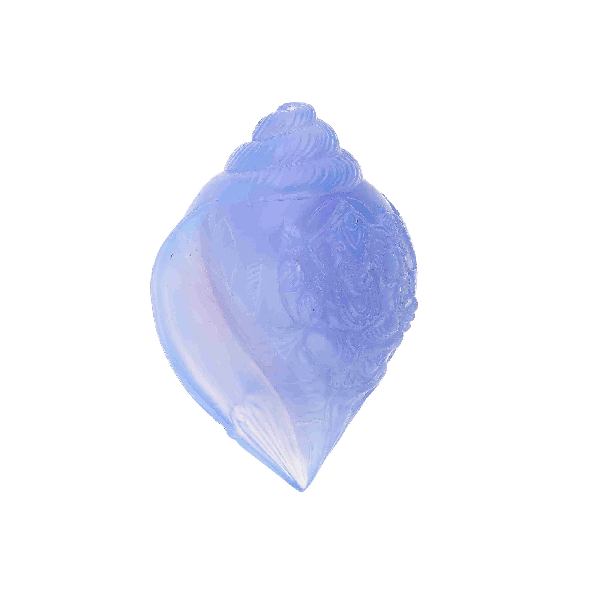 Blue Calcedonia Shell with Ganesh Ji Carving