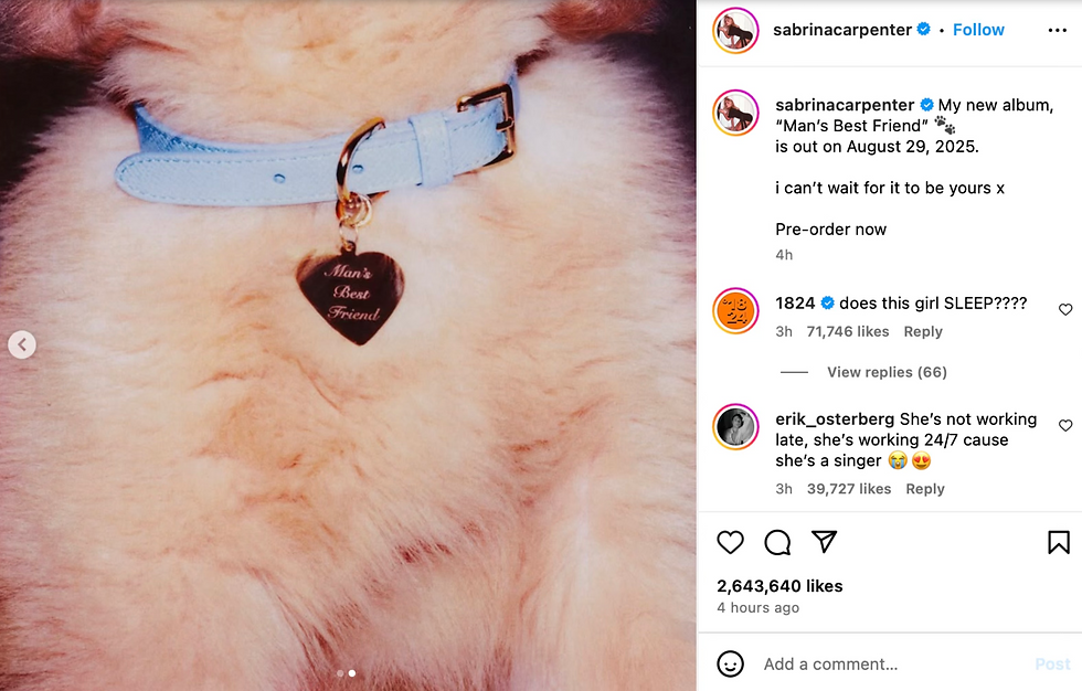 Imagen del Instagram de Sabrina Carpenter | @sabrinacarpenter