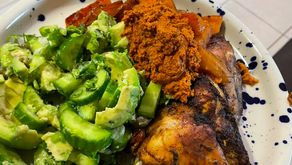 Roasted Spanish Chicken and Sweet Potatoes with Romesco Sauce