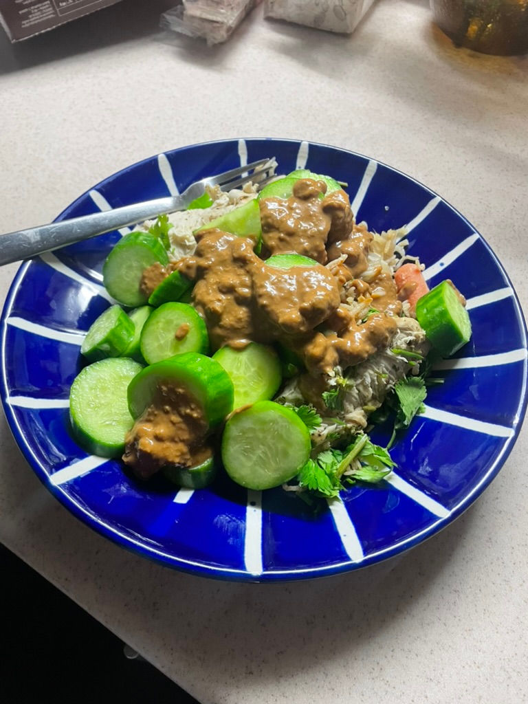 Gingery Chicken and Rice with Peanut Sauce