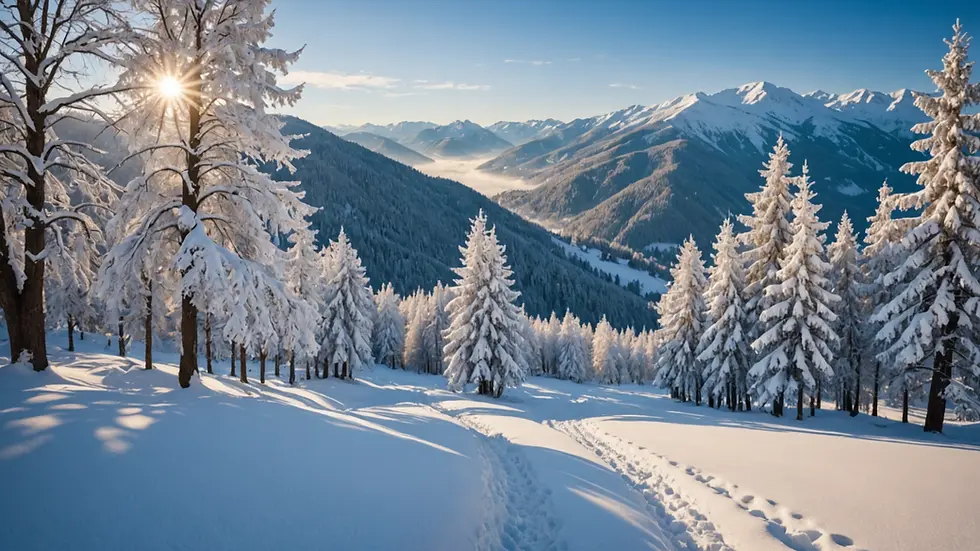 Scenic winter landscape with snow-covered trees