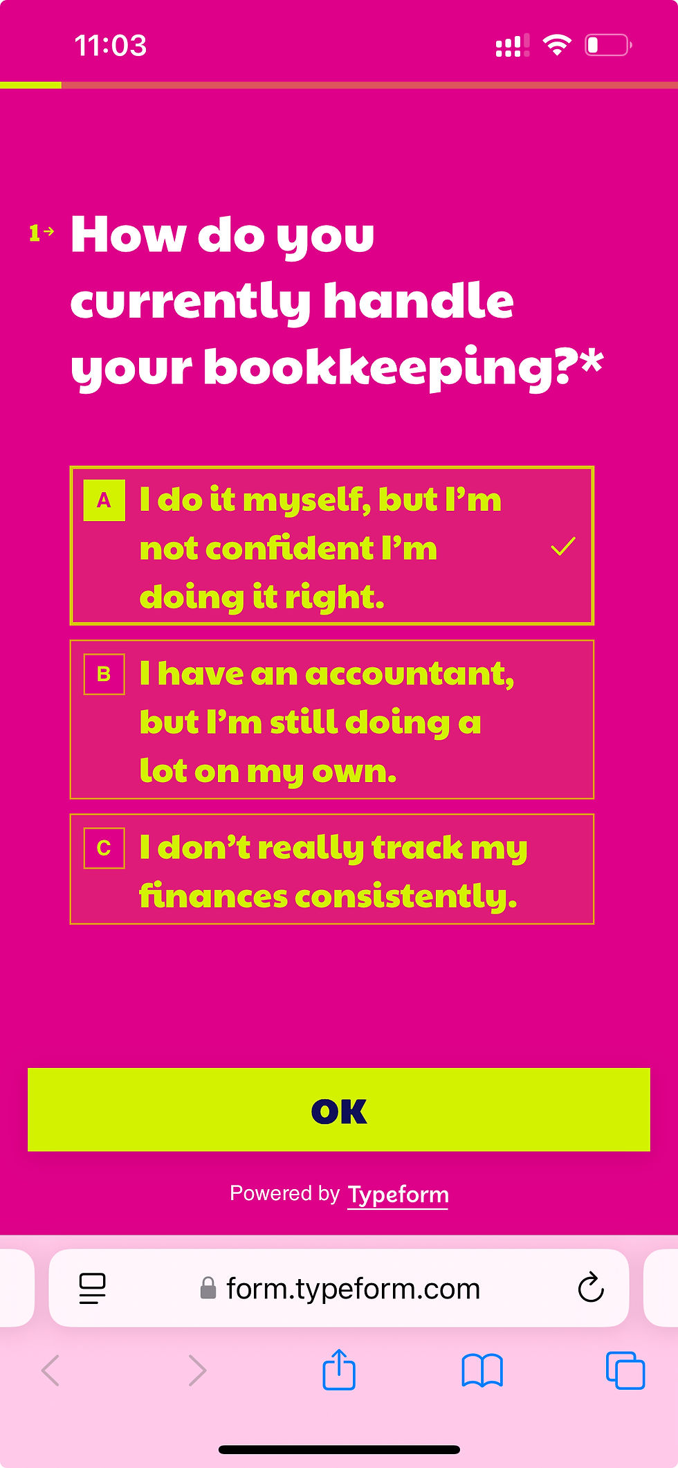 Screen of Bookkeeping quiz