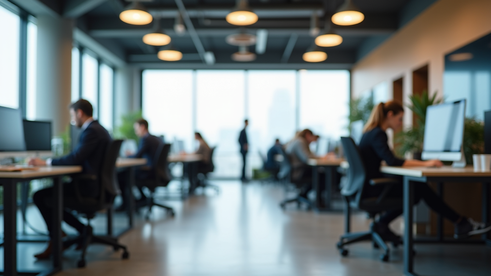 Eye-level view of a modern office space with creative professionals working