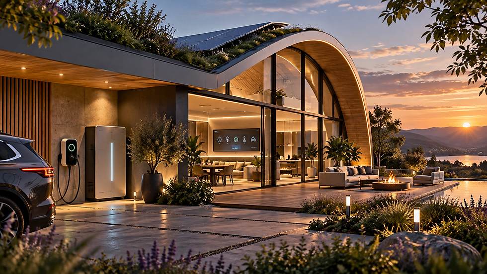 HORIZONT connected home energy system with solar power, EV charging, battery storage and smart energy controls