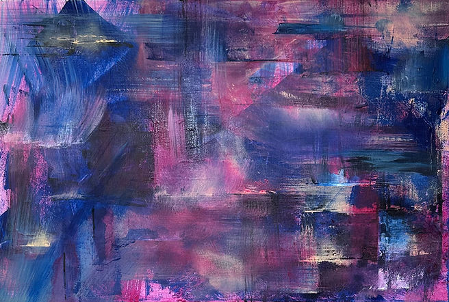Abstract acrylic Where The Heart Waits magenta and blue
