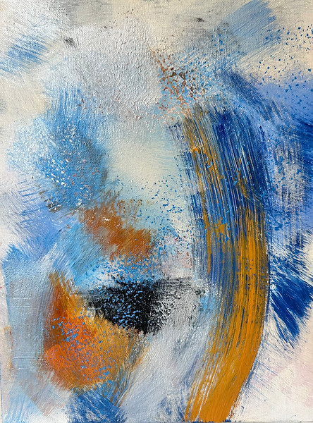 abstract acrylic The place that calls blue metallics and burnt sienna
