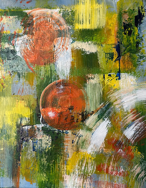 abstract acrylic Never Whole green, yellow, orange