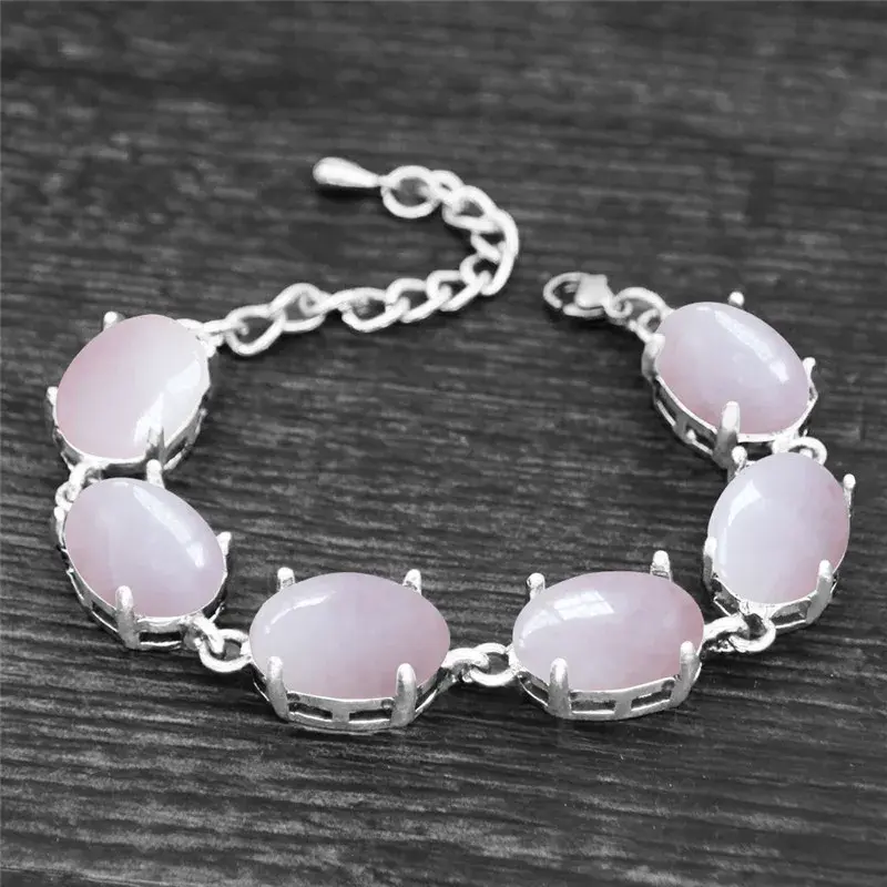 Vintage Oval Natural Jades Quartz Natural Stone Amethysts Tiger Eye Bracelets