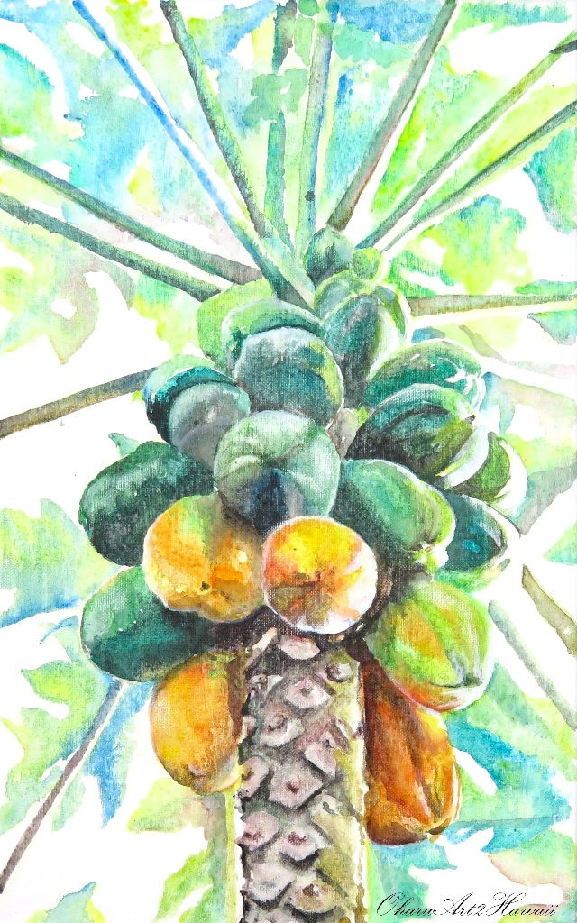 Papaya tree_Acrylic on Canvas 16x10in