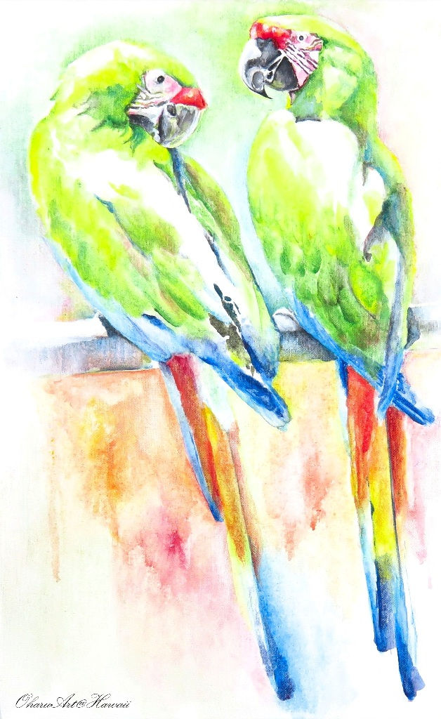 Parakeets_Acrylic on Canvas 16x10in