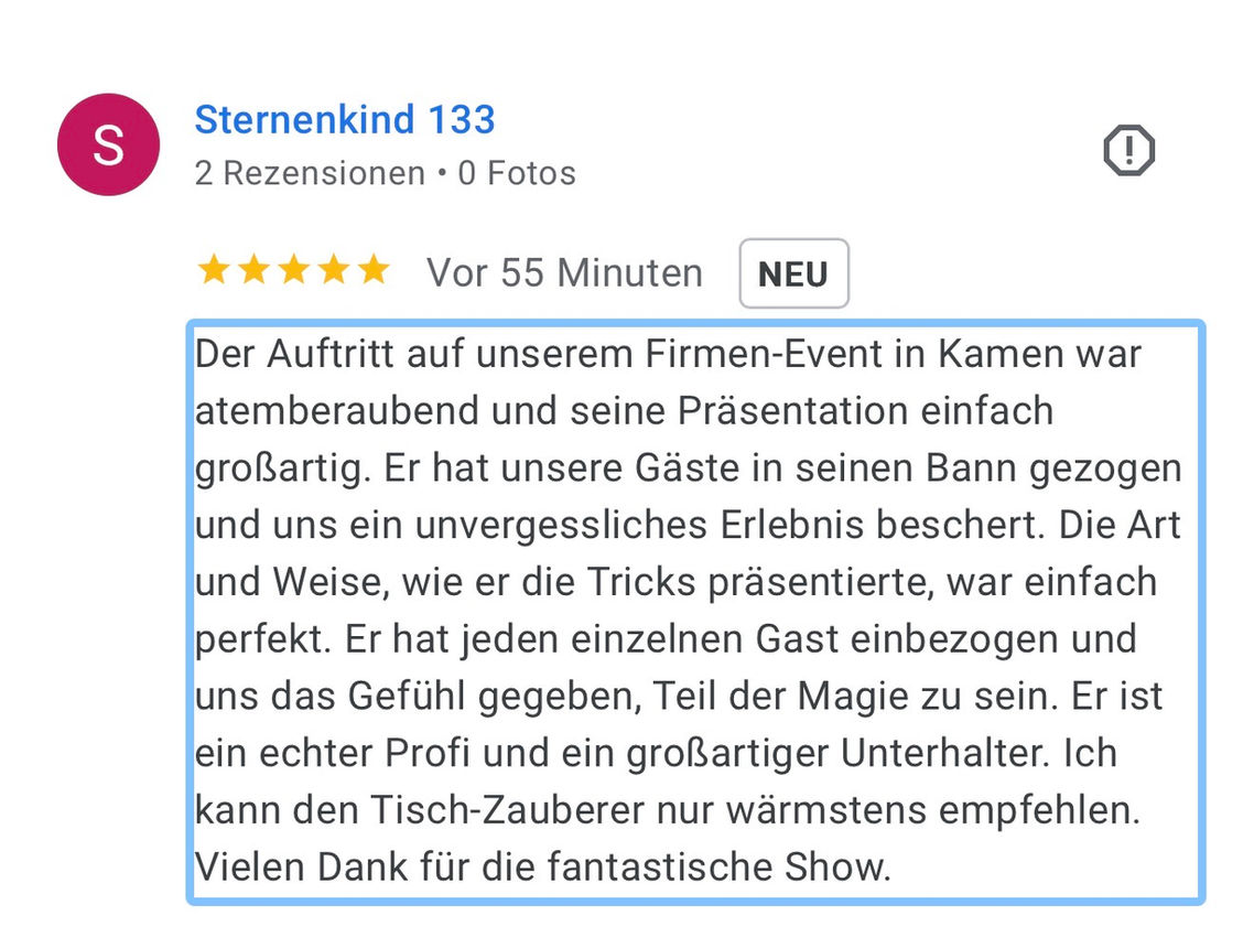 Firmenfeier Mentalist Magier Marc Dibowski Meinung Bewertung