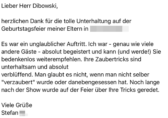 Kommentar Zauberer Geburtstagsfeier NRW