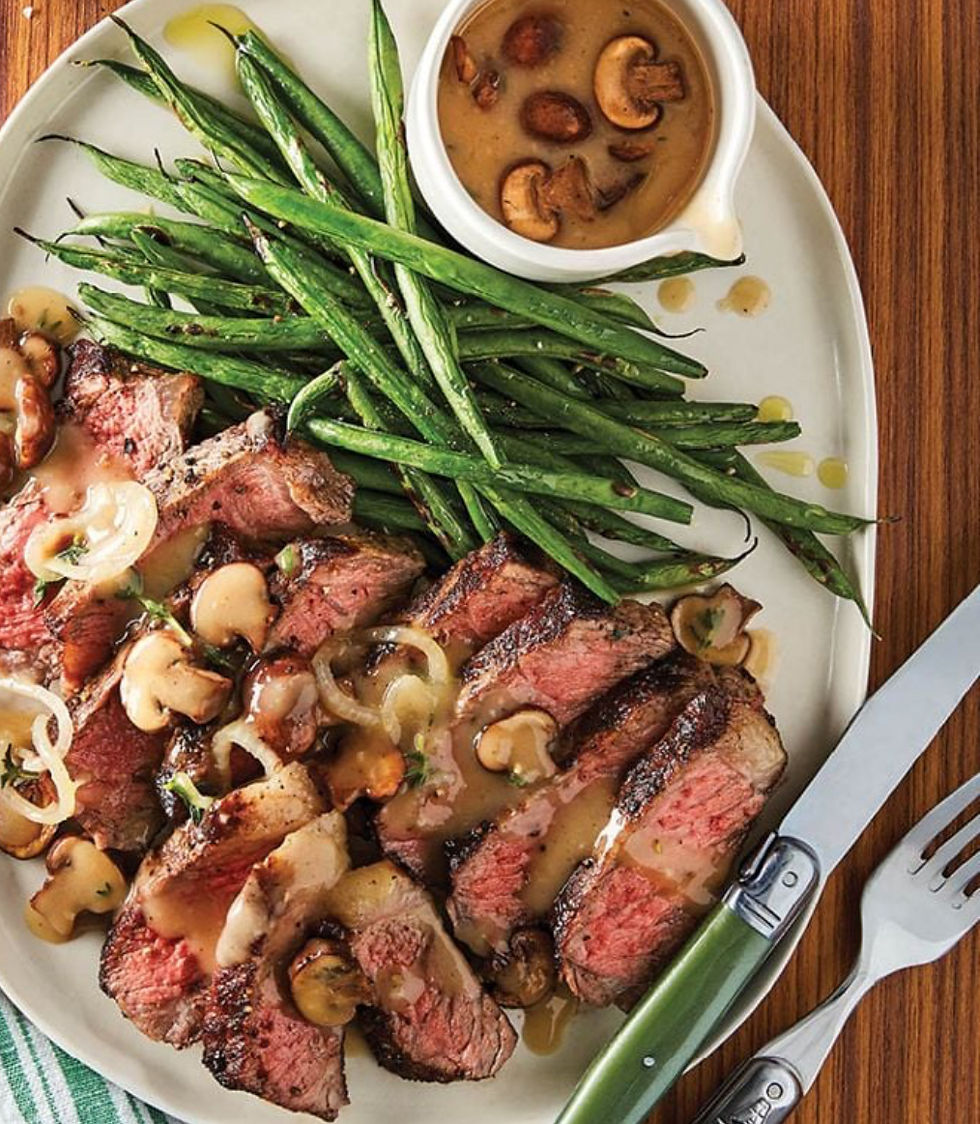 NY Strip with Mushrooms and Green Beans-3 Servings
