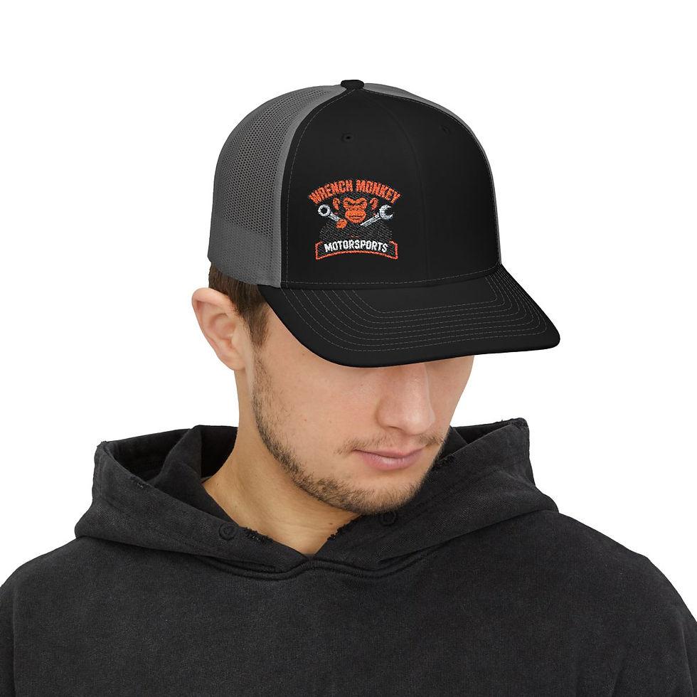 Thumbnail: Vintage Wrench Monkey Mechanic Snapback Cap | Retro Garage Trucker Hat