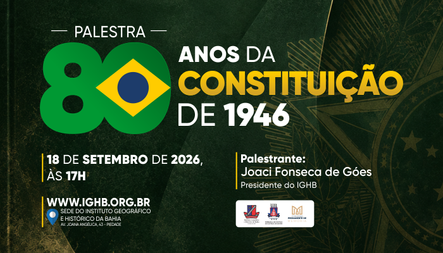 Palestra lembra os 80 anos da Constituição de 1946 nesta sexta-feira (18) de setembro