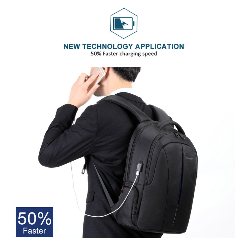 Thumbnail: Mochila Tigernu USB 3105 15.6" Antilluvia + Antiasalto + RFID