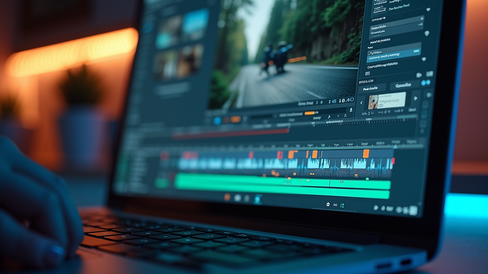 Close-up view of video editing software on a computer screen