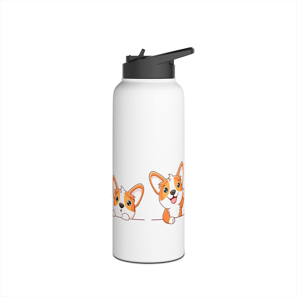 Thumbnail: Happy Corgi- Stainless Steel Water Bottle