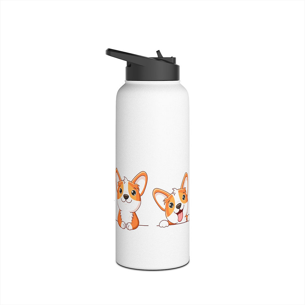Thumbnail: Happy Corgi- Stainless Steel Water Bottle