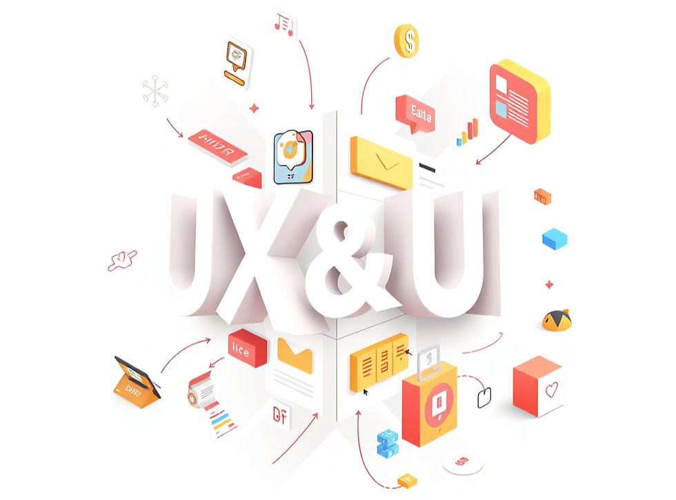 Create an Image that combines UX & UI. Have one side of the image devoted to UX; Interacti