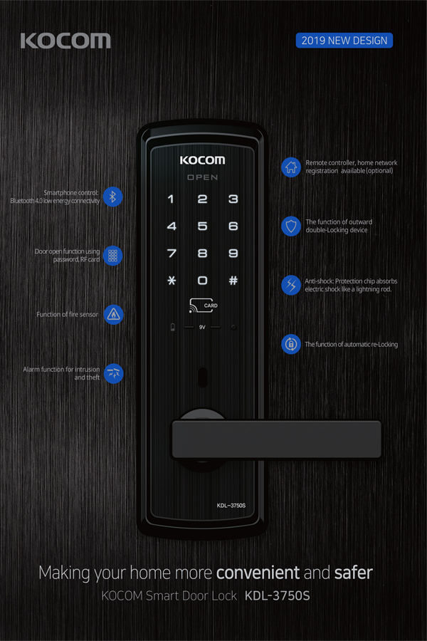 ภาพขนาดย่อ: KOCOM DIGITAL DOOR LOCK รุ่น KDL-3750S Card Password App