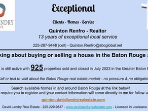 July 2023 Aggregate Home Sales in the Greater Baton Rouge Area