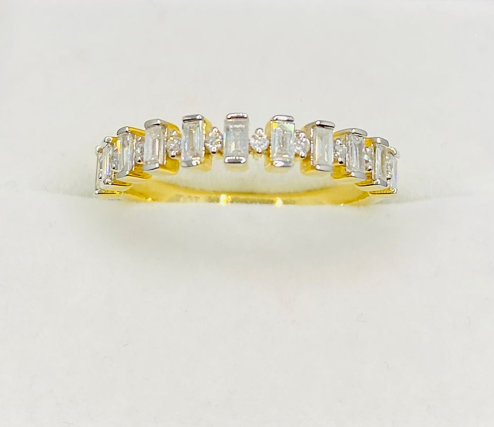 Thumbnail: Harmony - Alternating Round & Baguette Diamonds in Gold Wedding Band (10202)