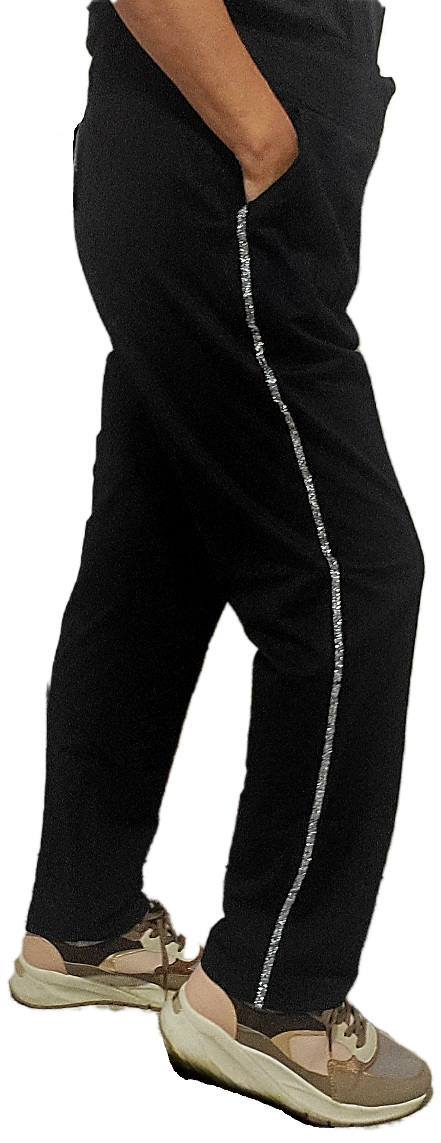 МАКСИ дамски панталон със сребрист кант - код 3333