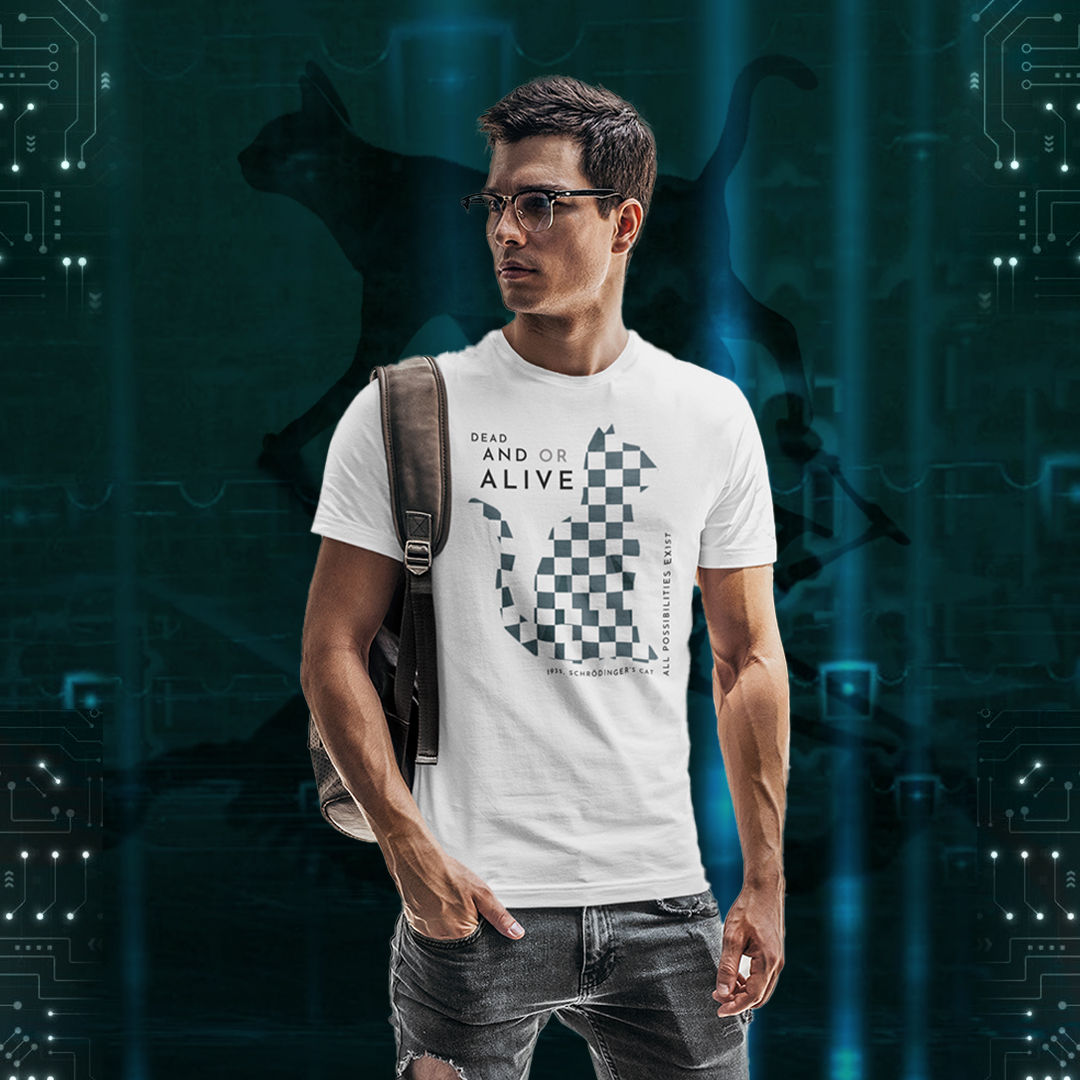unn.space Schrodinger's Combed Cotton Graphic T-Shirt| Comfort Fit, Crew Neck, Half Sleeves, Day White