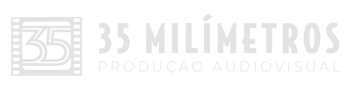 Logotipo preto e branco da 35 Milímetros Produção Audiovisual.