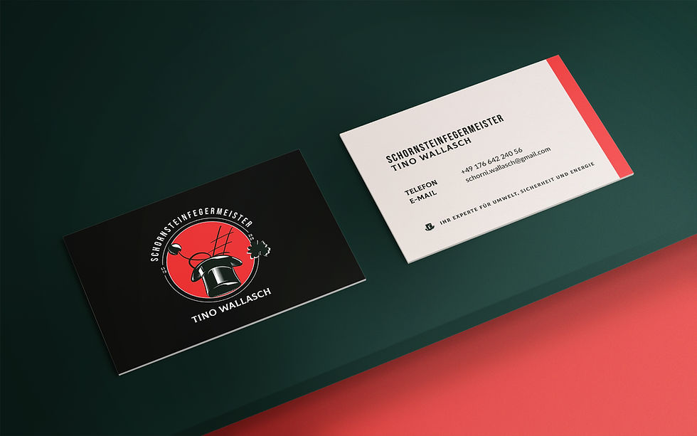 Rückseite der Schorni-Visitenkarte mit Details zum Corporate Design und zur Markentypografie