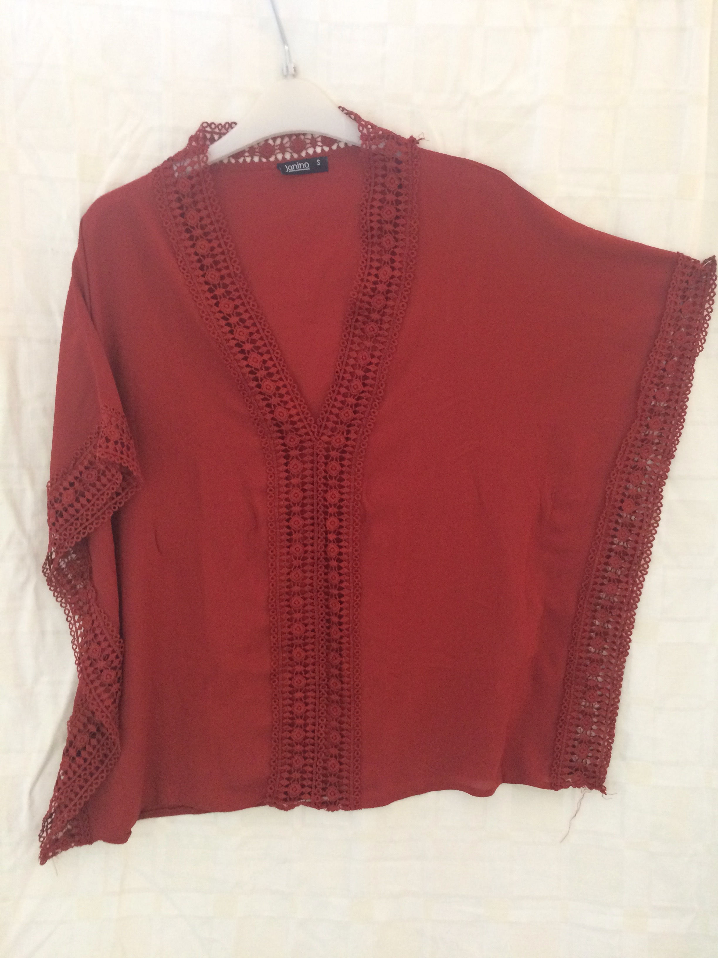 Burnt Umber Colour Morrocan Lace Blouse