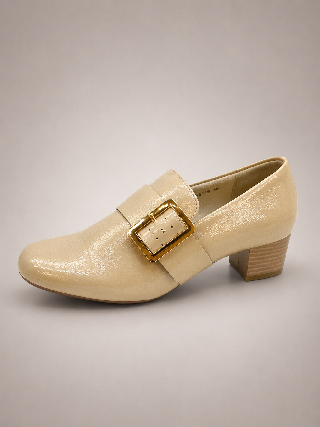 Classic Buckle Comfort Heel - Baige