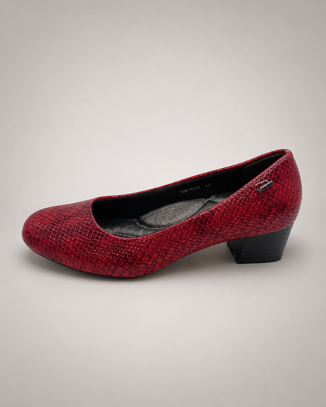 Ruby Comfort Heel - Red Snake